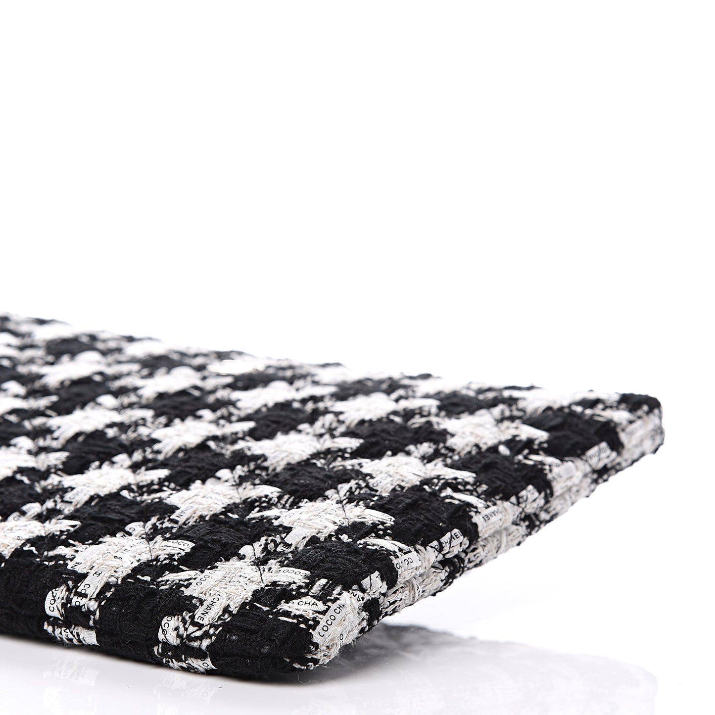 Tweed Quilted Medium Cosmetic Pouch Black Ecru White