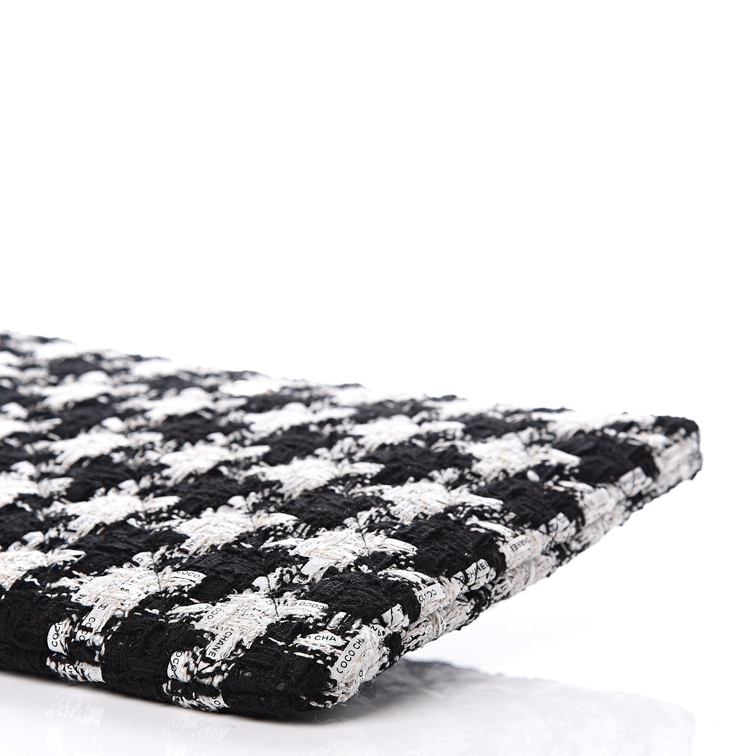 Chanel Tweed Quilted Medium Cosmetic Pouch Black Ecru White 8 of 10