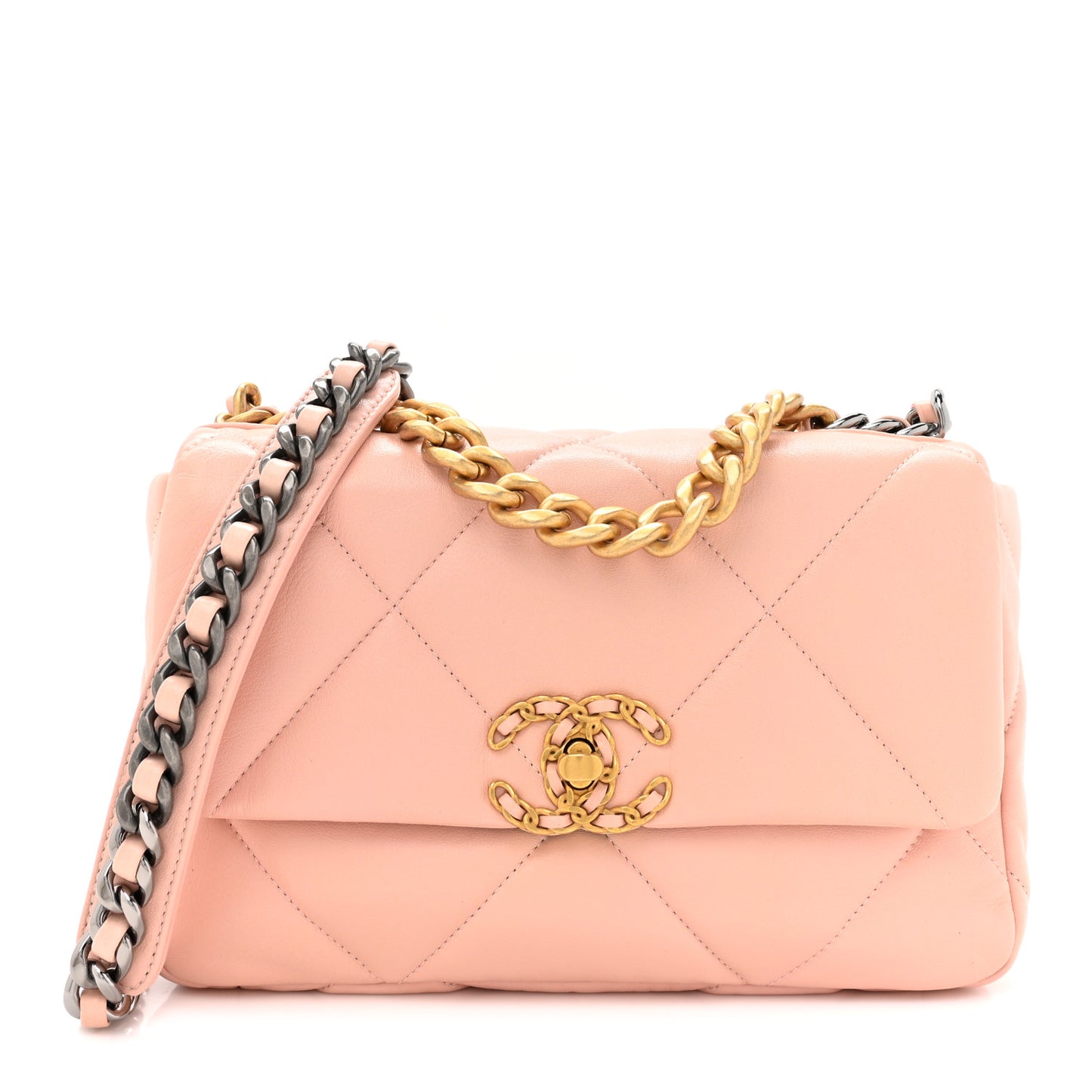 Lambskin Quilted Medium Chanel 19 Flap Pink