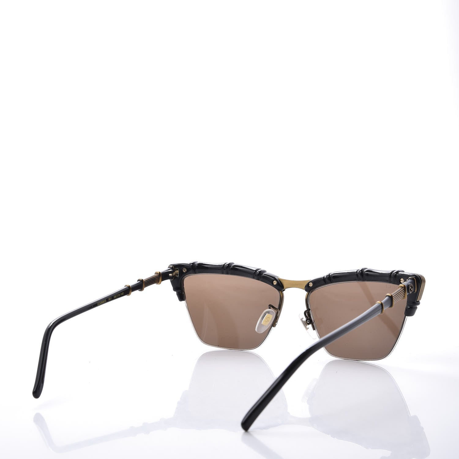 Gucci Acetate Metal Bamboo Sunglasses GG660S Black Brown 4 of 9