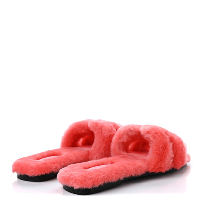 Hermes Woolskin Oran Sandals 37.5 Rose Du Desert 4 of 8