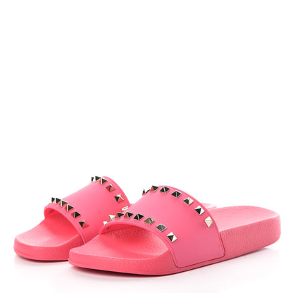 Valentino Garavani Rubber Rockstud Slide Sandals 36 Shadow Pink 3 of 8