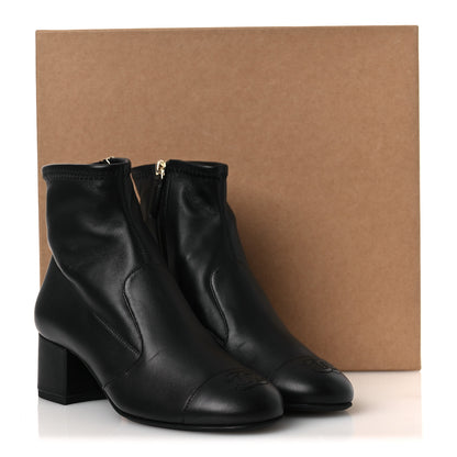 Chanel Stretch Lambskin Cap Toe CC Uniform Short Boots 36 Black 11 of 11