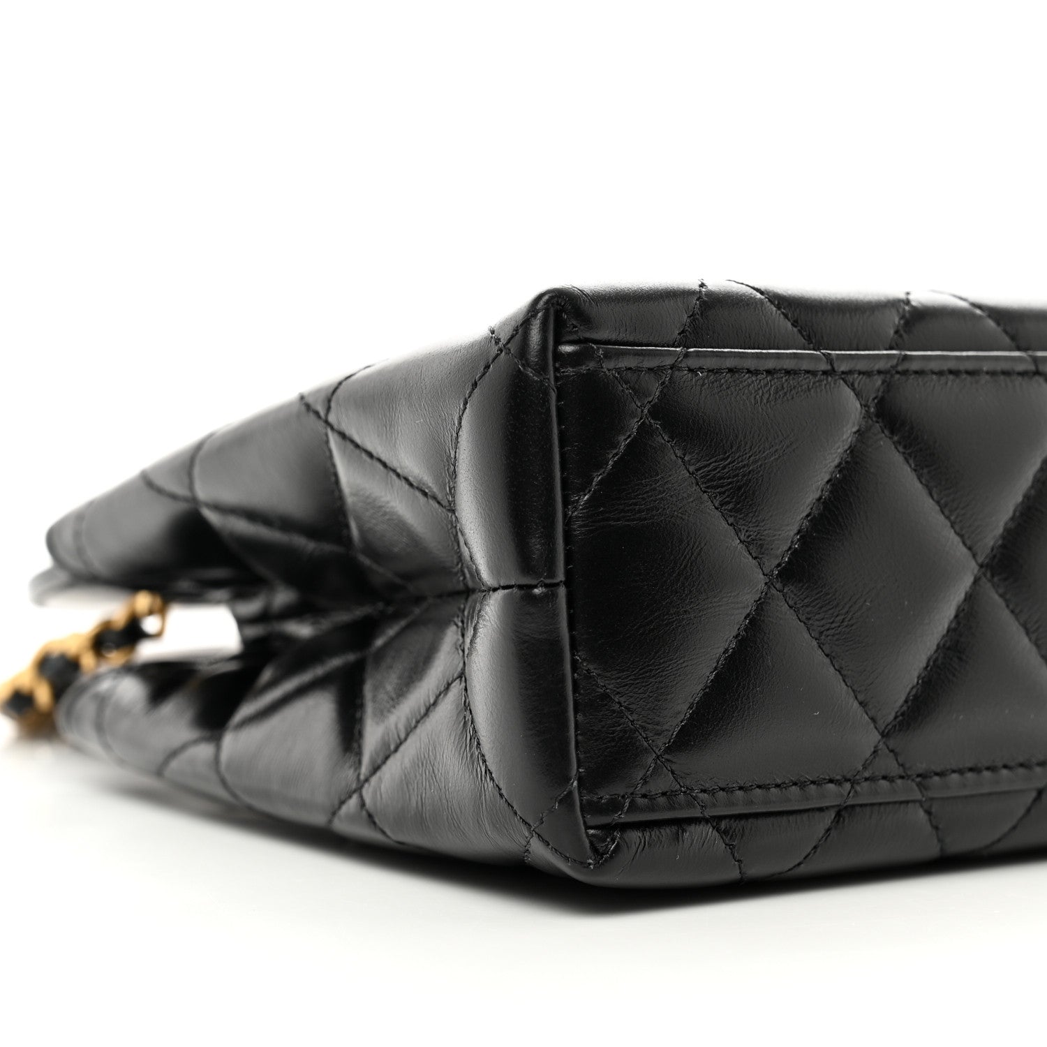 Chanel Shiny Aged Calfskin Quilted Nano Kelly Shopper Black 9 of 10