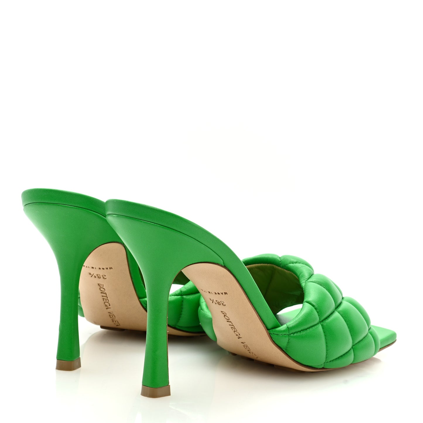 Nappa Matelasse Padded Mule Sandals 38.5 Parakeet