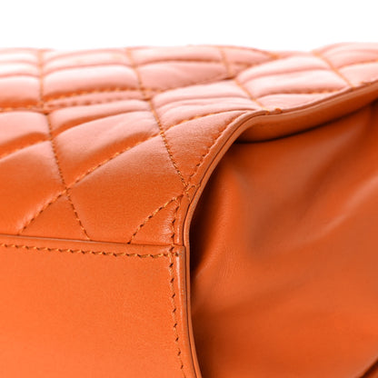 Chanel Lambskin Quilted Jumbo Grocery By Chanel Drawstring Shopping Bag Orange 13 of 16