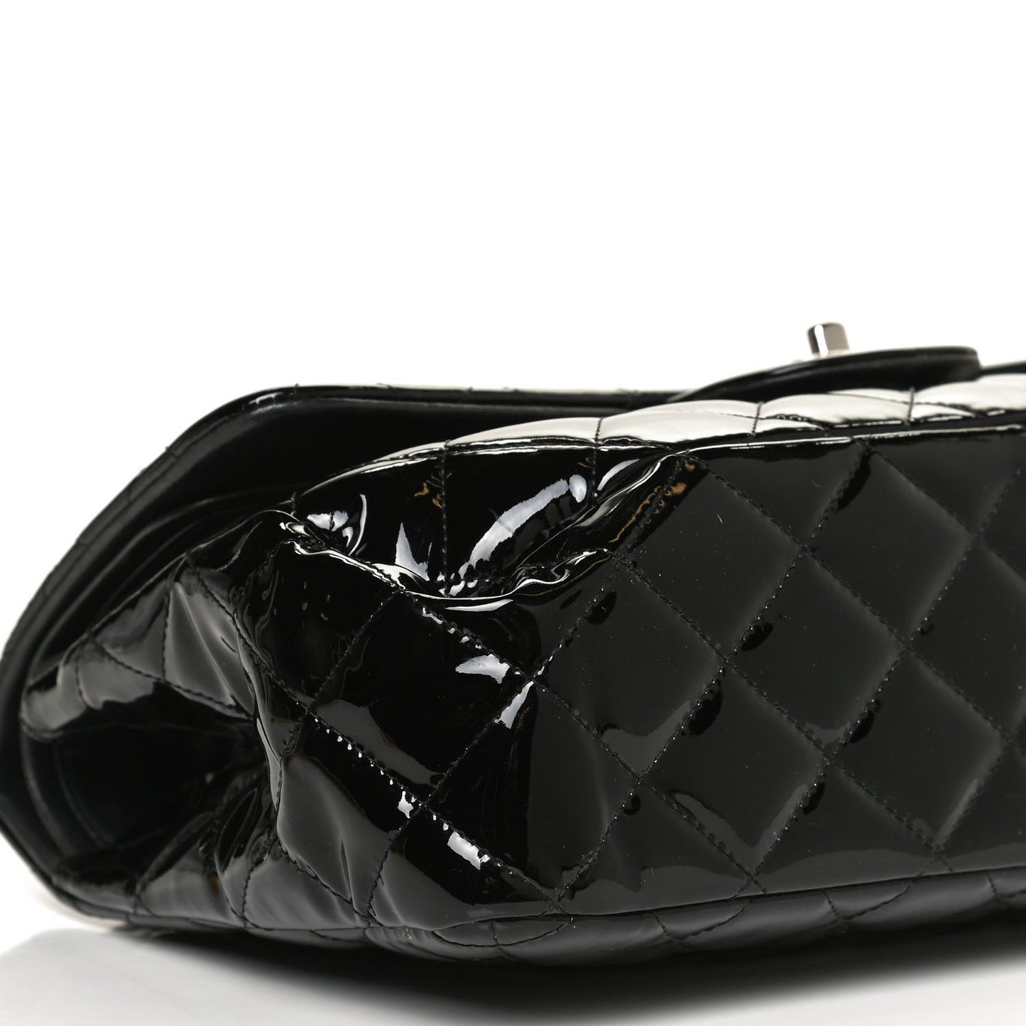 Patent Quilted Jumbo Double Flap Black