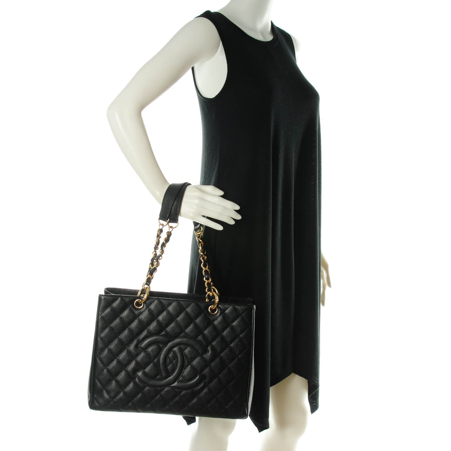Caviar Quilted Grand Shopping Tote GST Black