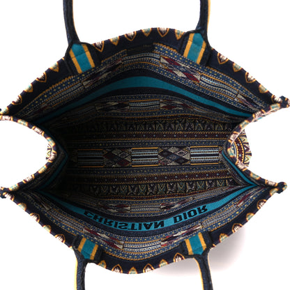 Christian Dior Canvas Embroidered Book Tote Blue Multicolor 5 of 10