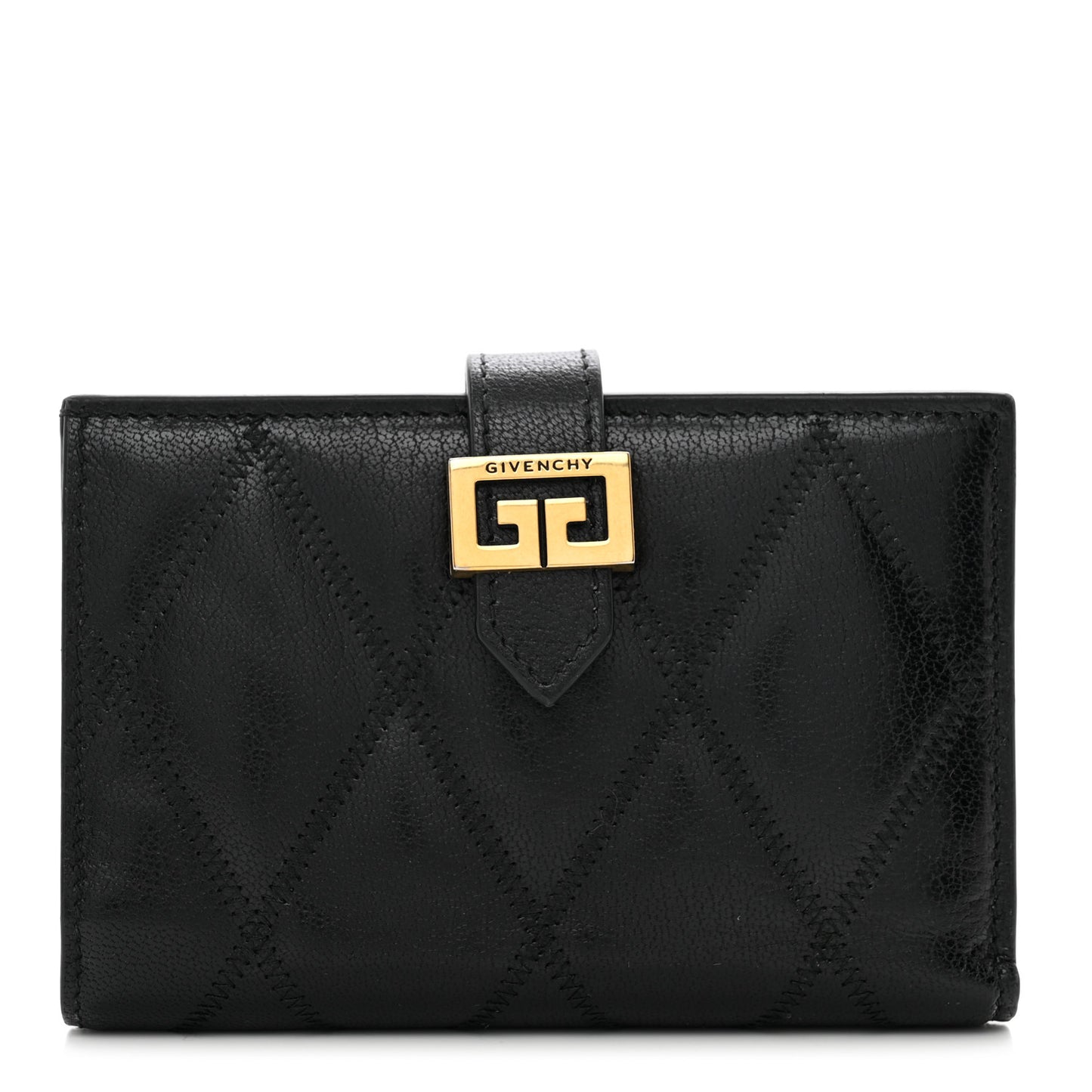Goatskin Diamond Quilted GV3 Medium Wallet Black