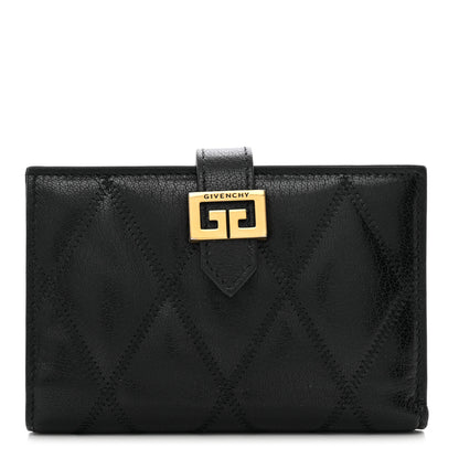 Givenchy Goatskin Diamond Quilted GV3 Medium Wallet Black 1 of 7