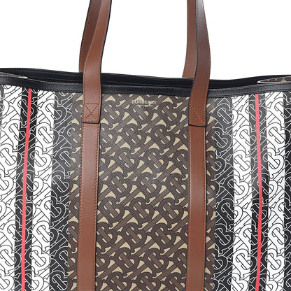Burberry E-Canvas Monogram Stripe Book Tote Bridle Brown 7 of 11