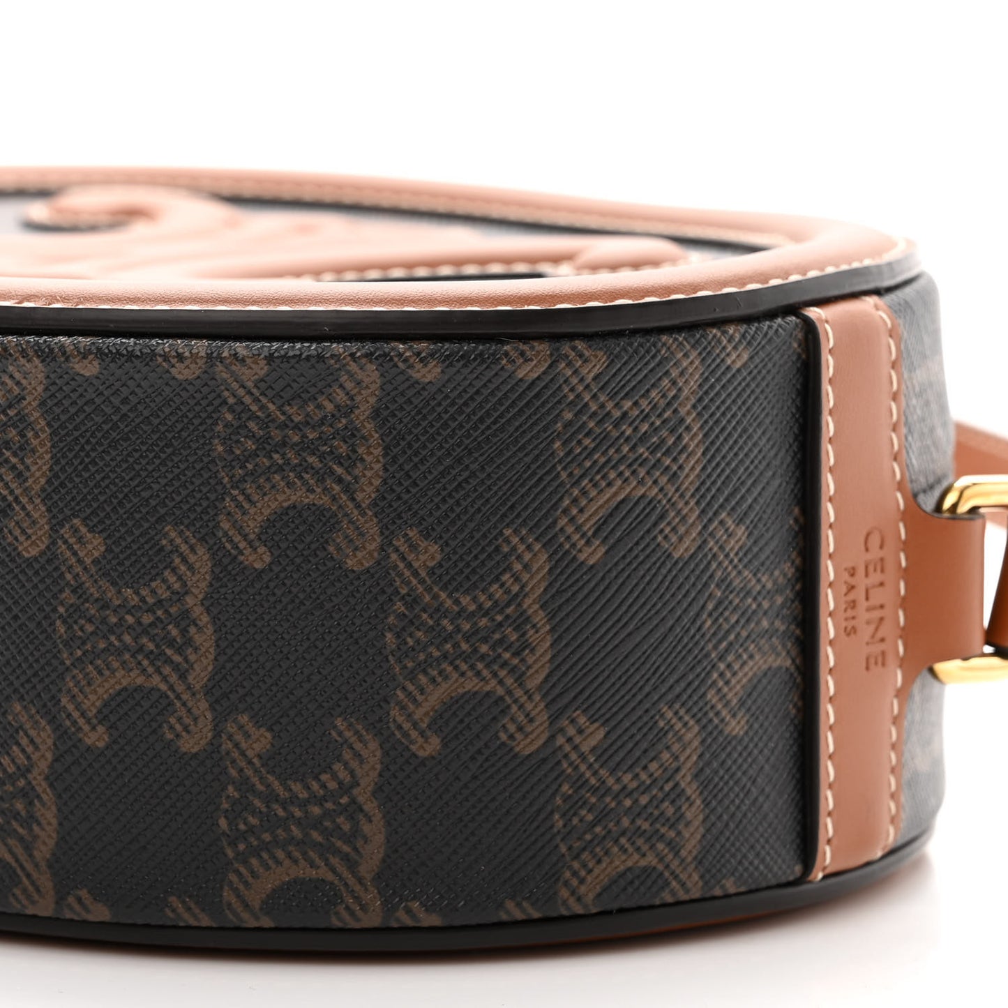 Canvas Calfskin Cuir Triomphe Oval Purse Crossbody Tan