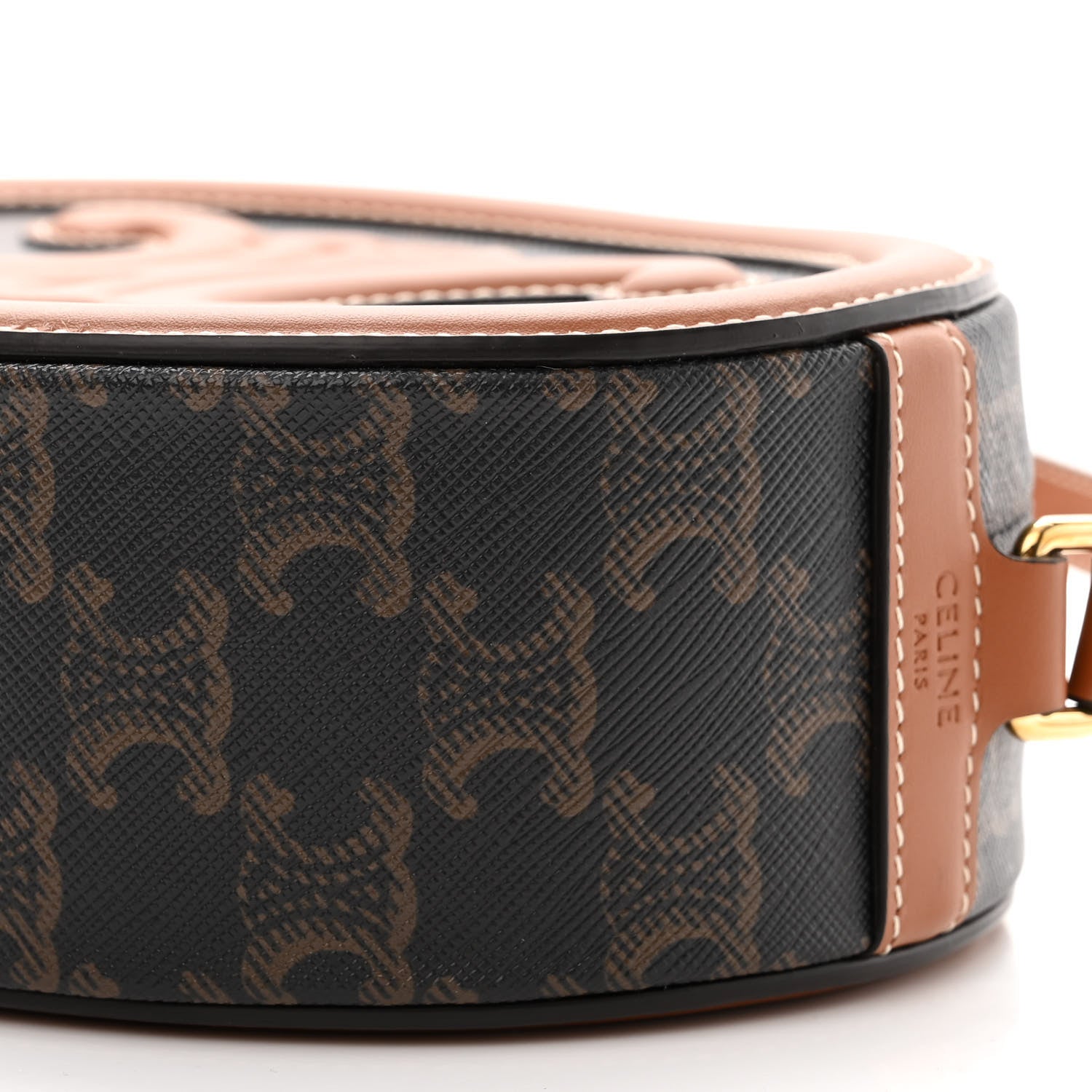 Celine Canvas Calfskin Cuir Triomphe Oval Purse Crossbody Tan 10 of 10