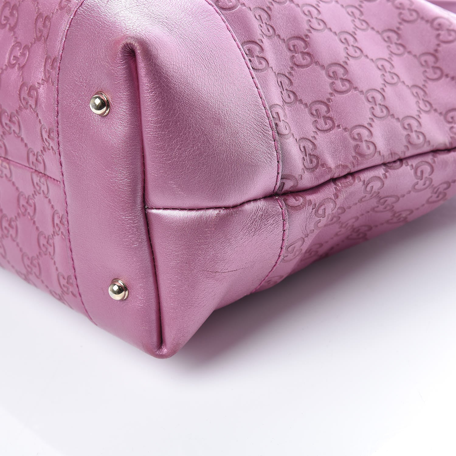 Gucci Metallic Soft Guccissima Large Heart Bit Charm Top Handle Tote Fresia Rose 11 of 19