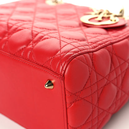 Christian Dior Lambskin Cannage Medium Lady Dior Red 10 of 14