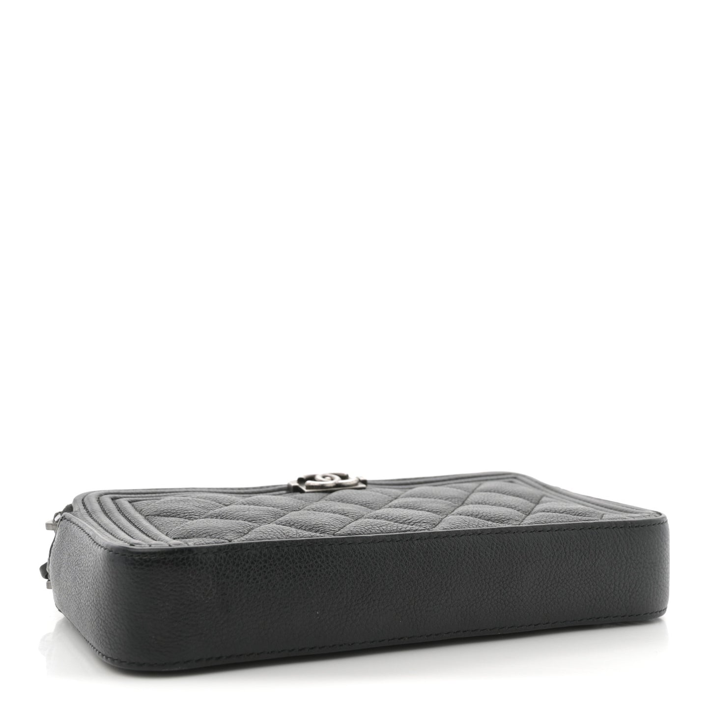 Caviar Quilted Small Boy Clutch With Chain Black