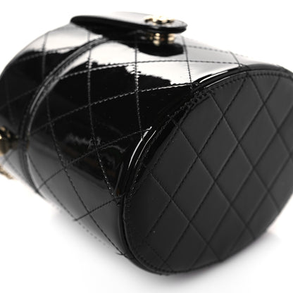 Chanel Patent Quilted Round Clutch With Chain Black 8 of 10