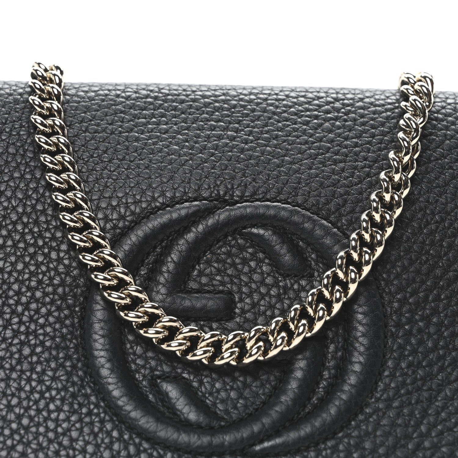 Gucci Pebbled Calfskin Medium Soho Flap Crossbody Black 8 of 10