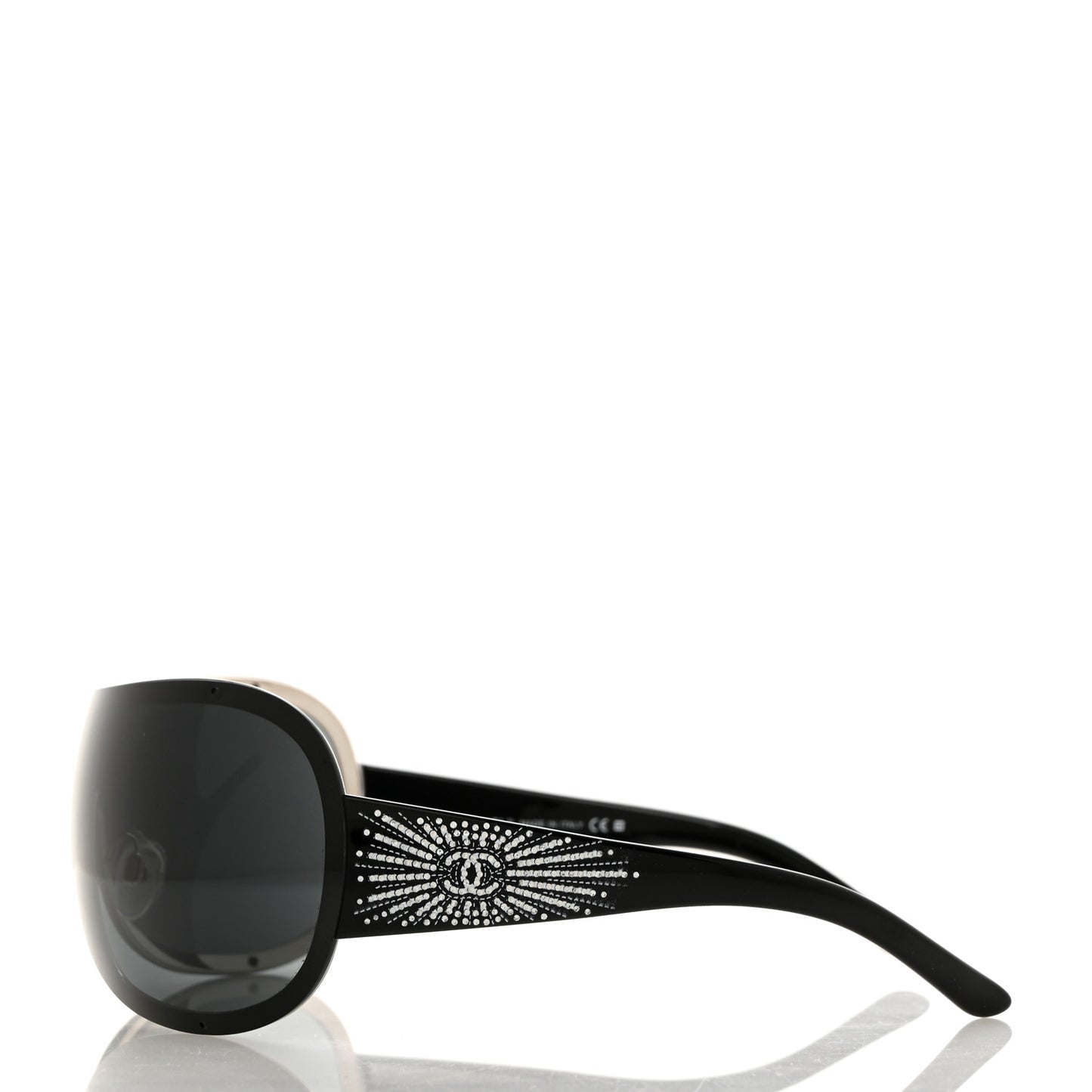 Shield Crystal CC Logo Sunglasses 4148 B Black