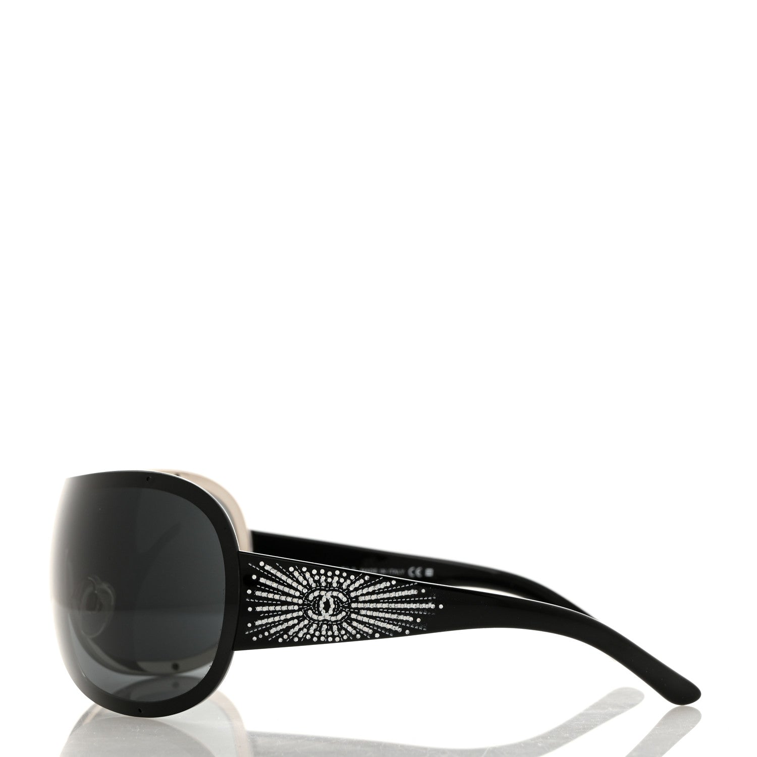 Chanel Shield Crystal CC Logo Sunglasses 4148 B Black 3 of 7
