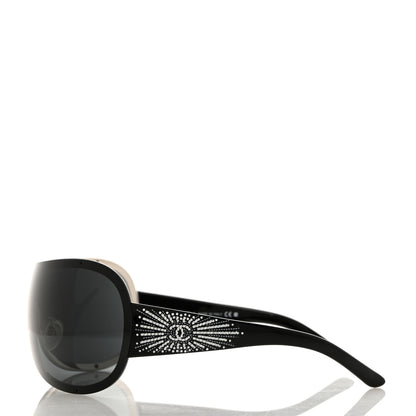 Chanel Shield Crystal CC Logo Sunglasses 4148 B Black 3 of 7