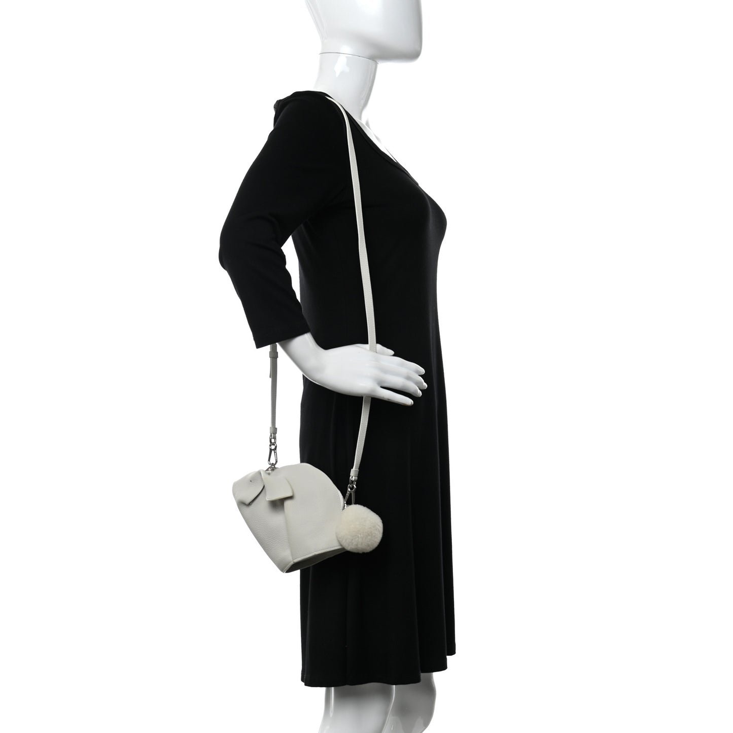 Calfskin Shearling Mini Bunny Crossbody Bag White