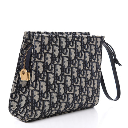 Christian Dior Oblique Zipped Pouch Clutch Blue 2 of 8