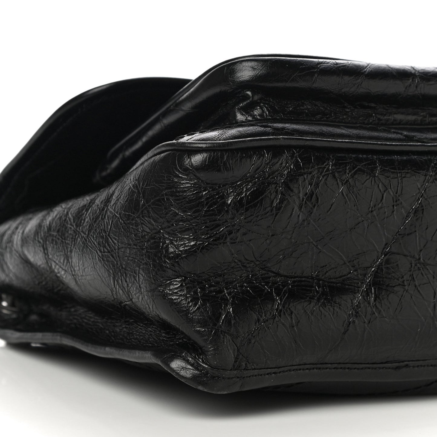 Crinkled Calfskin Matelasse Monogram Medium Niki Chain Satchel Black