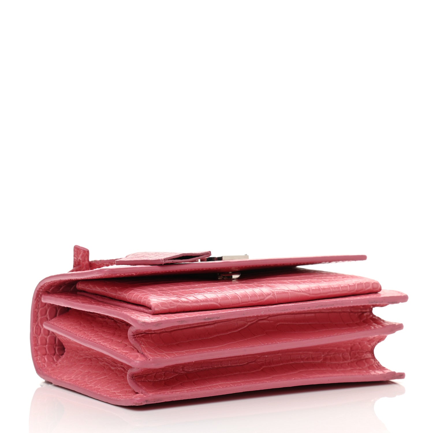 Saint Laurent Calfskin Crocodile Embossed Small Monogram Sunset Pink 4 of 11