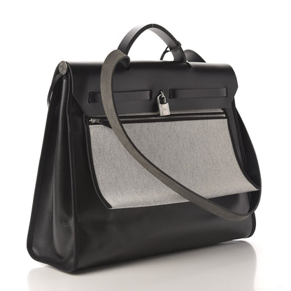 Hermes Toile H Berline Vache Hunter Herbag Zip 39 MM Black Ecru 4 of 12