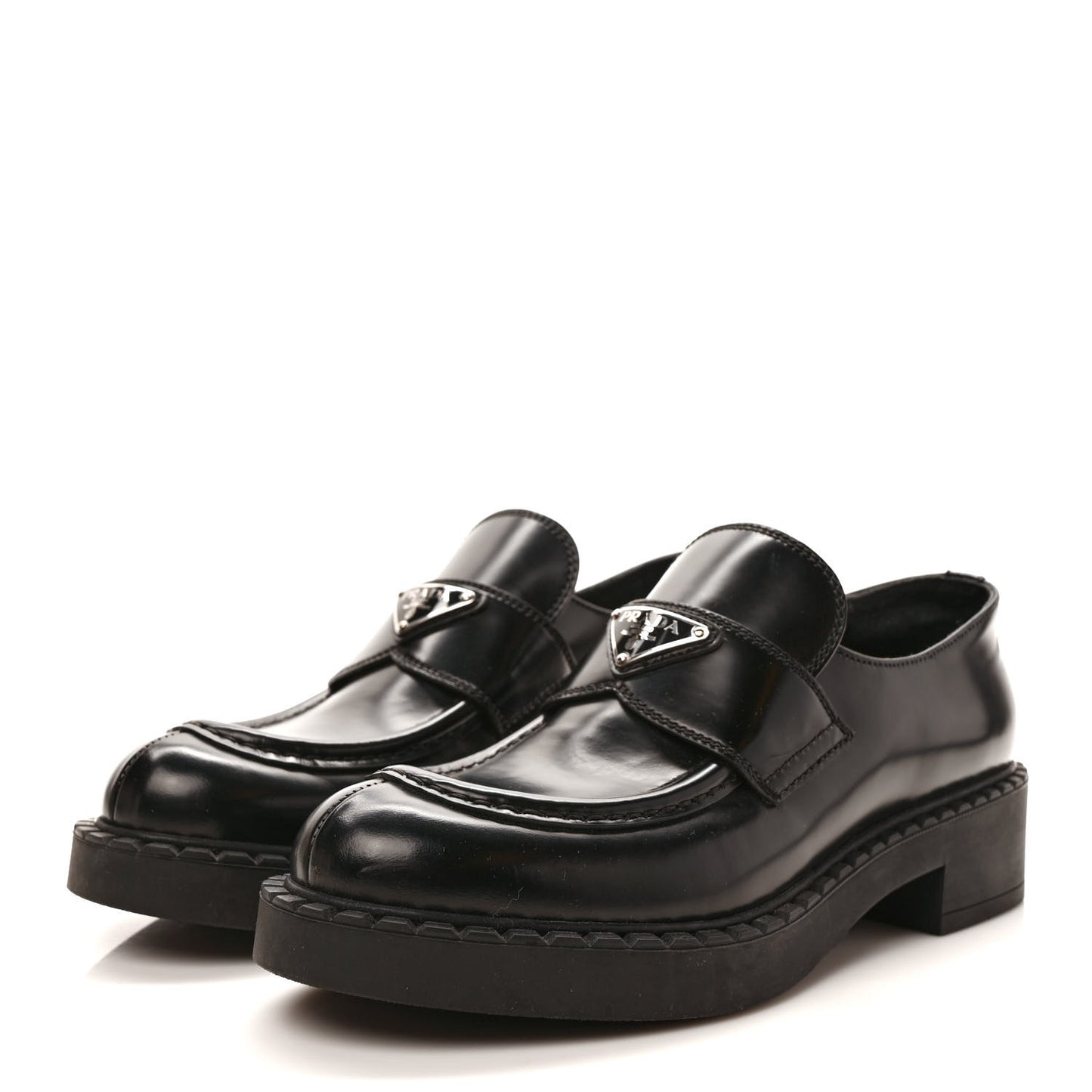 Spazzolato Metal Triangle Logo 50mm Loafers 40 Black