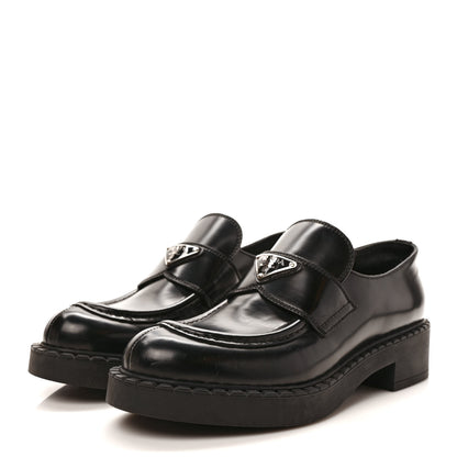Prada Spazzolato Metal Triangle Logo 50mm Loafers 40 Black 3 of 8