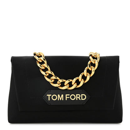 Tom Ford Satin Mini Label Chain Shoulder Bag Black 1 of 9