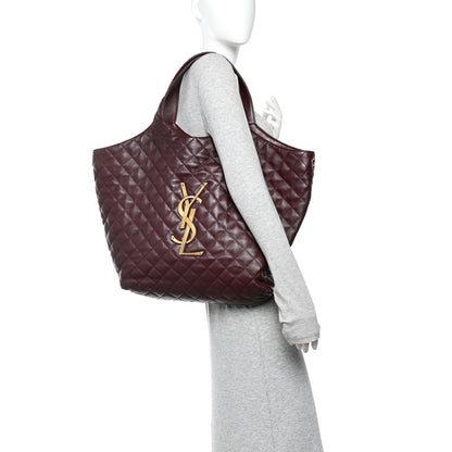 Saint Laurent Lambskin Quilted Maxi Icare Shopping Tote  Rouge Cabernet 2 of 10