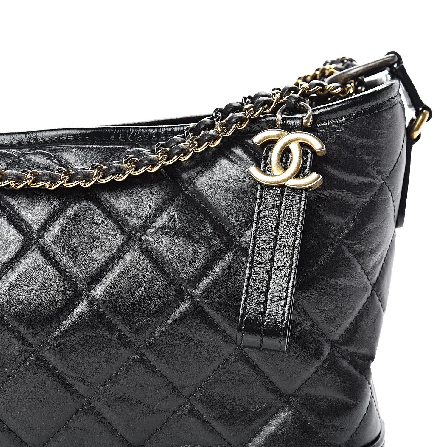 Chanel Aged Calfskin Quilted Medium Gabrielle Hobo Black 7 of 16