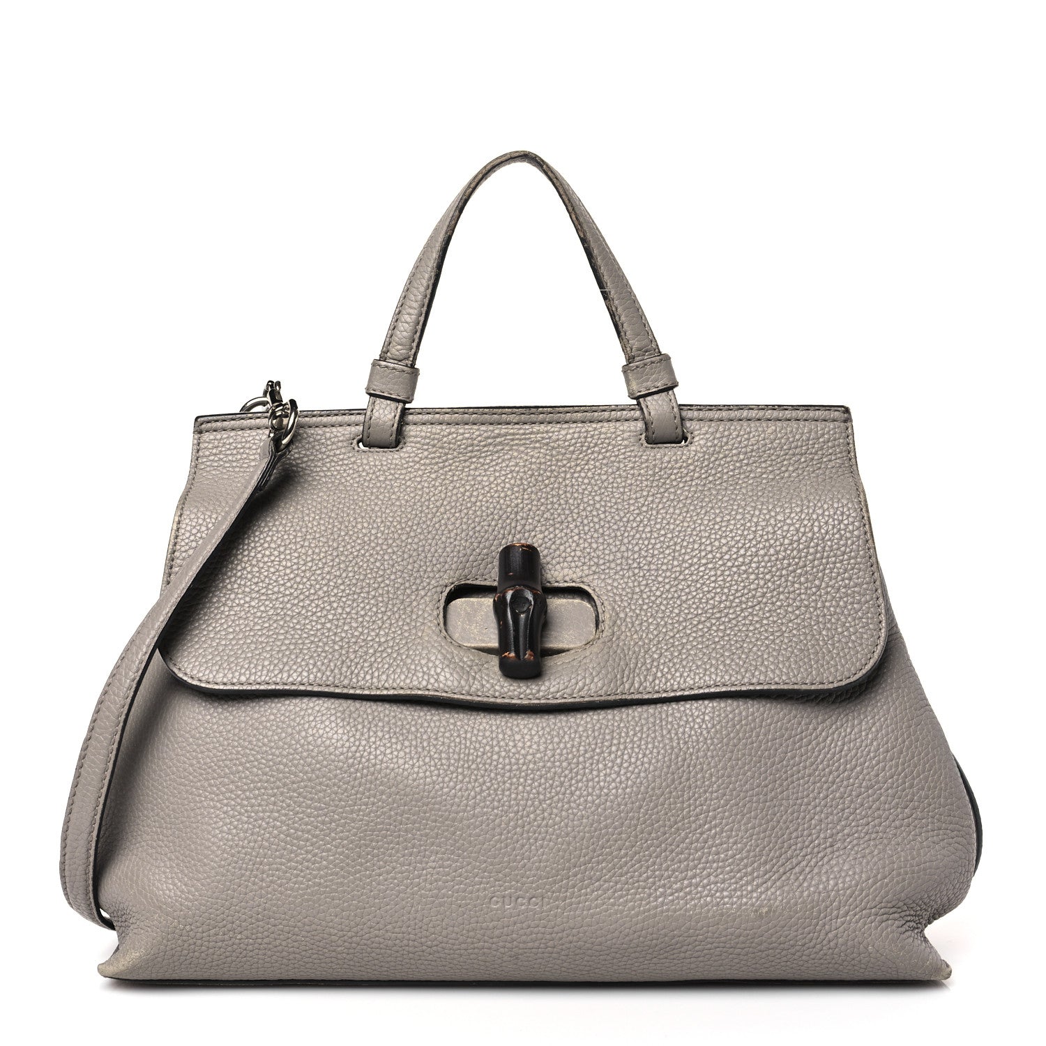 Gucci Cellarius Calfskin Medium Bamboo Daily Top Handle Bag Storm Grey 1 of 13