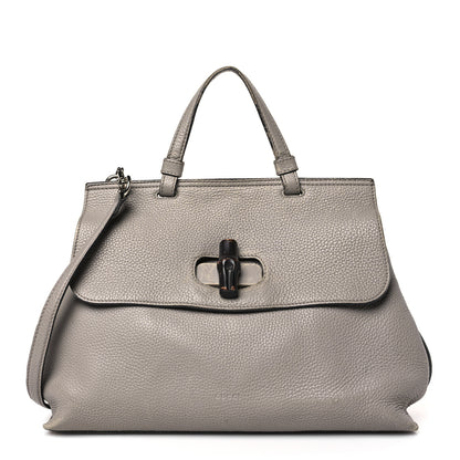 Gucci Cellarius Calfskin Medium Bamboo Daily Top Handle Bag Storm Grey 1 of 13