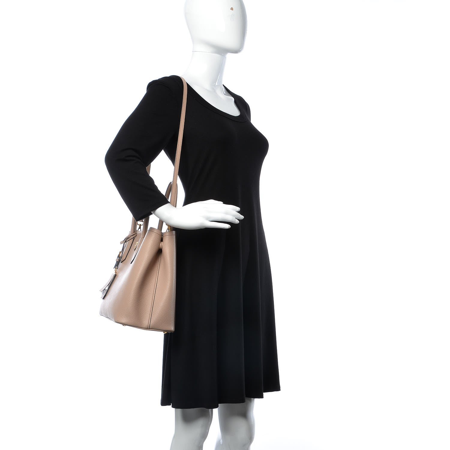 Prada Saffiano Cuir Medium Double Bag Cammeo Black 3 of 17