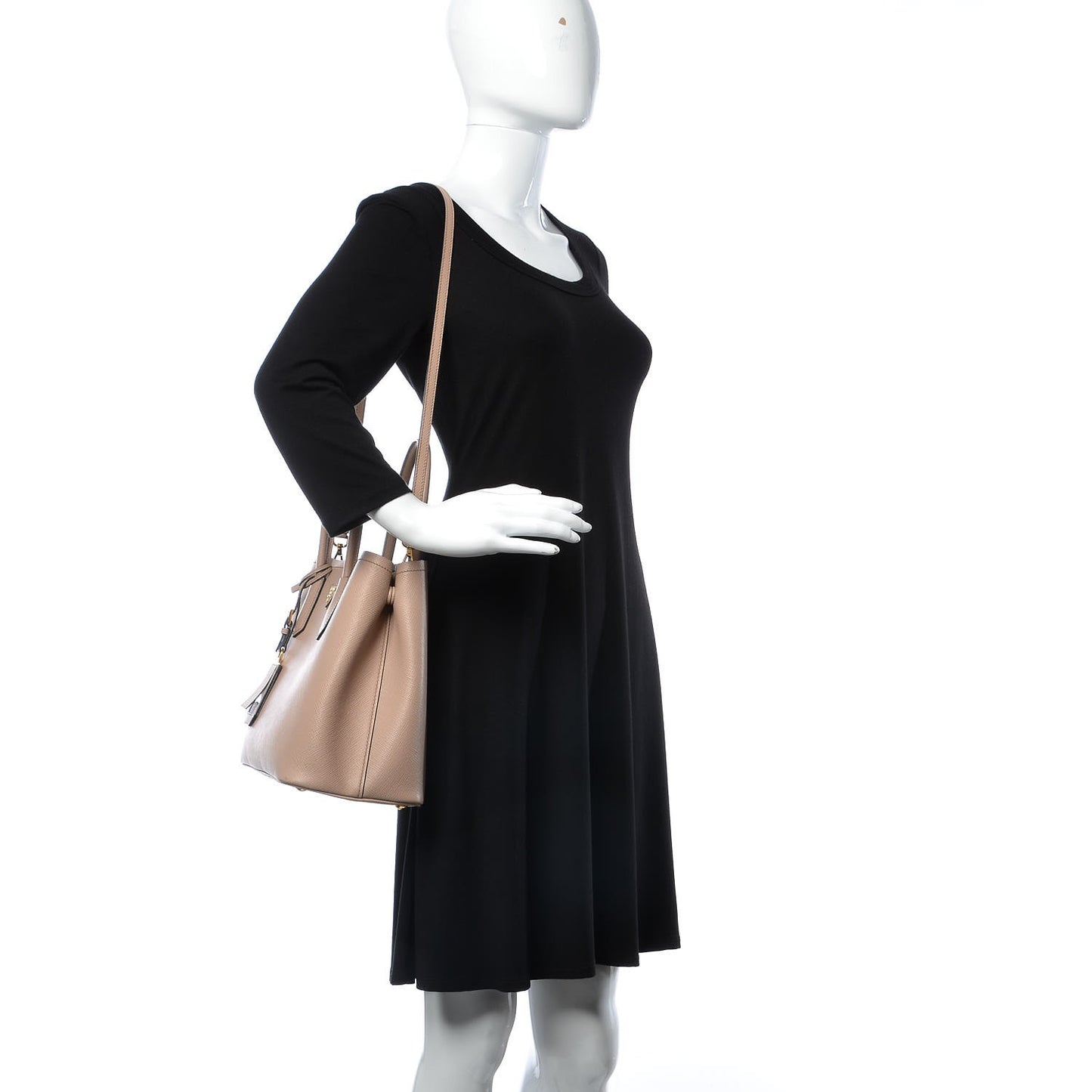 Saffiano Cuir Medium Double Bag Cammeo Black