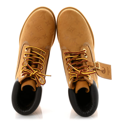 Louis Vuitton X Timberland Suede Calfskin Monogram Mens Ankle Boots 9 Wheat 2 of 10