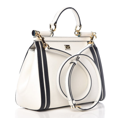 Dolce & Gabbana Dauphine Anchor Medium Miss Sicily Satchel White Blue 3 of 9
