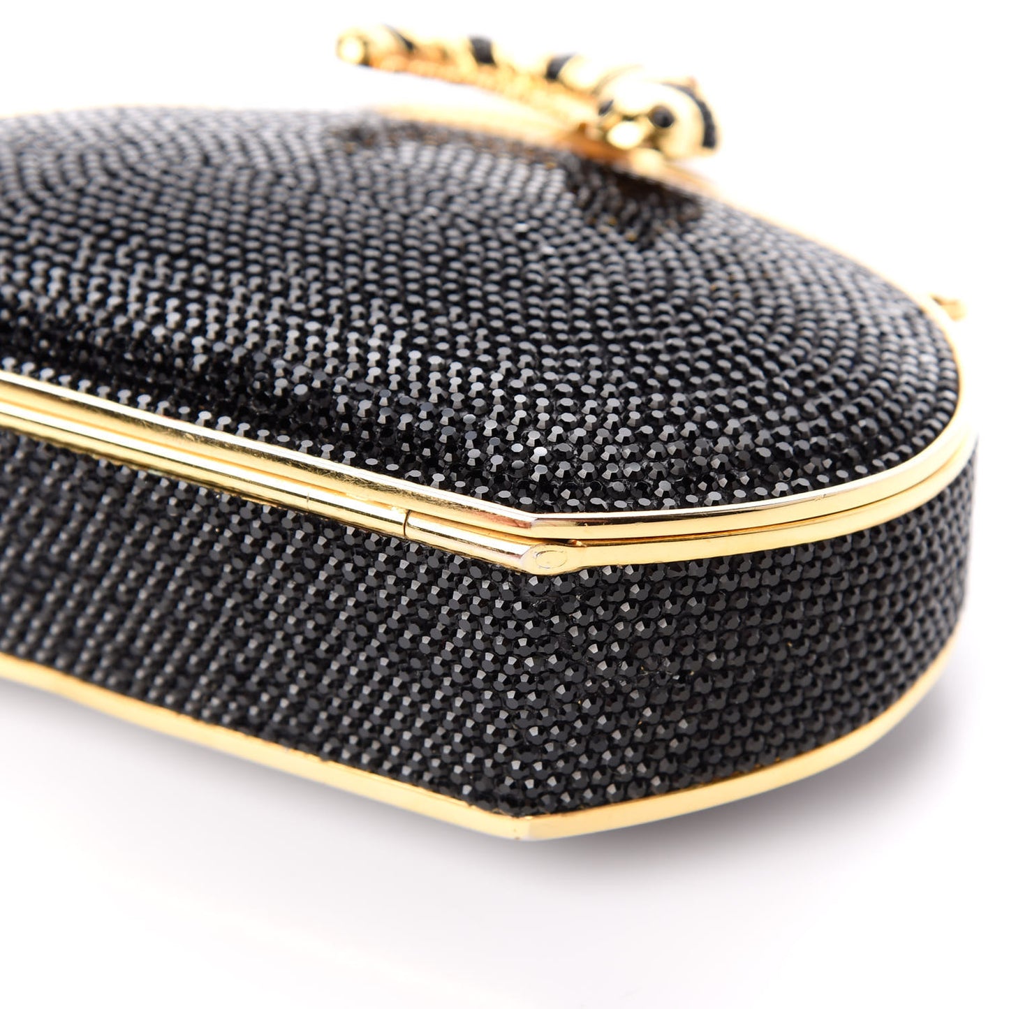 Swarovski Crystal Minaudiere Caterpillar Clutch Black