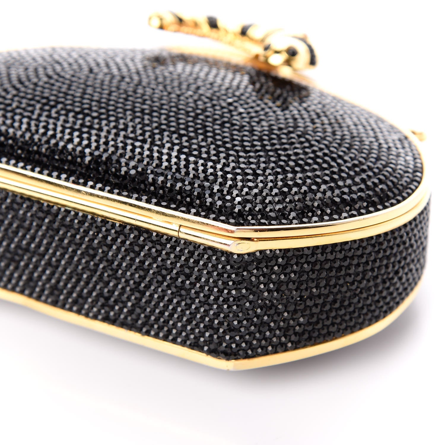 Judith Leiber Swarovski Crystal Minaudiere Caterpillar Clutch Black 9 of 9