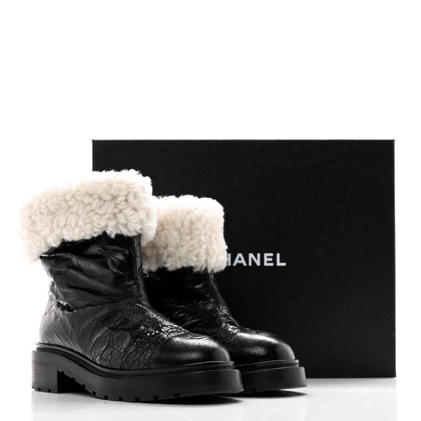 Lambskin Shearling Short Boots 39.5 Black