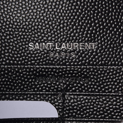 Saint Laurent Grain De Poudre Matelasse Chevron Monogram Chain Wallet Black 6 of 9