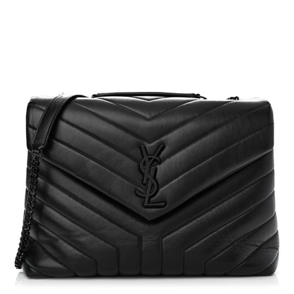 Saint Laurent Calfskin Y Quilted Monogram Monochrome Medium Loulou Chain Satchel Black 1 of 12