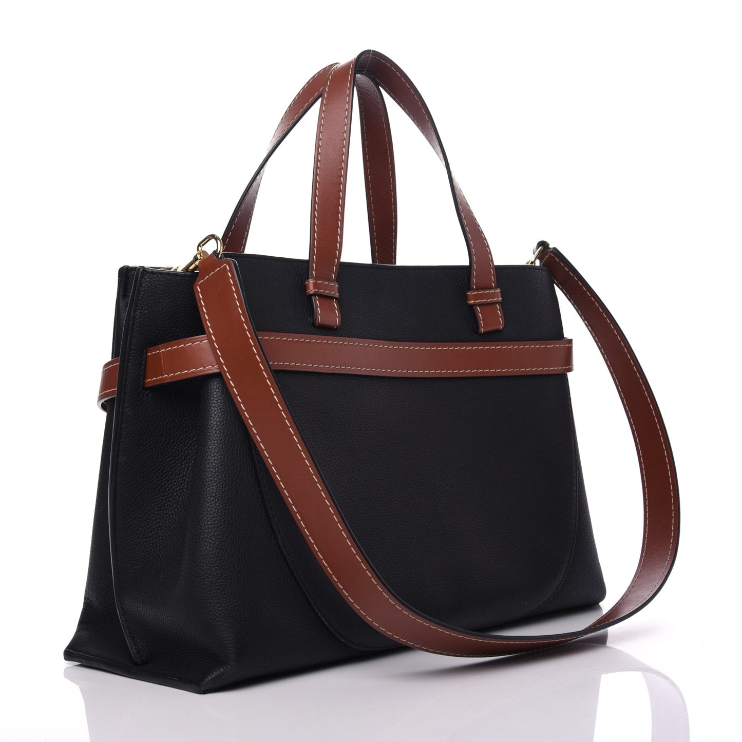 Calfskin Medium Gate Tote Pecan Black