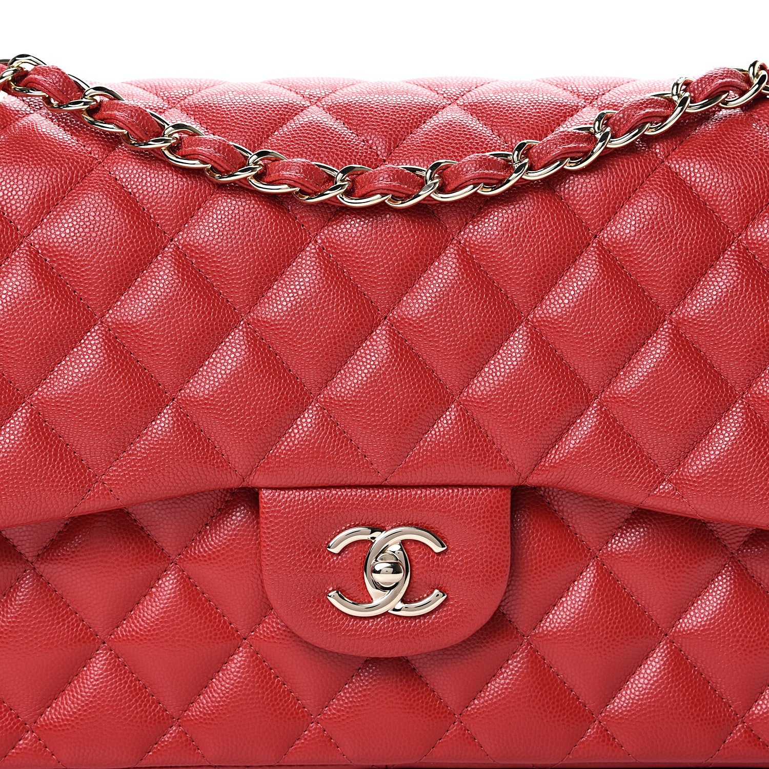 Chanel Caviar Quilted Jumbo Double Flap Red 7 of 11