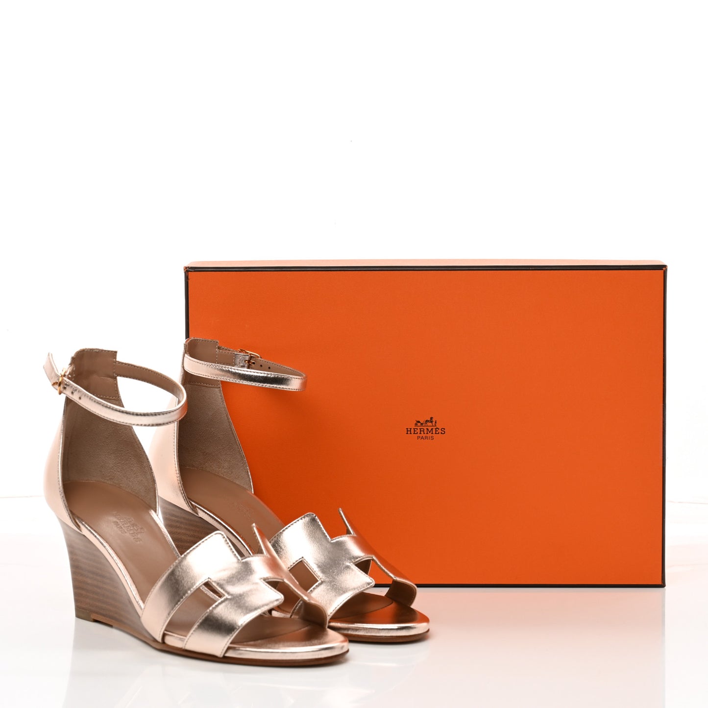 Metallic Nappa Legend Wedge Sandals 37 Rose Dore